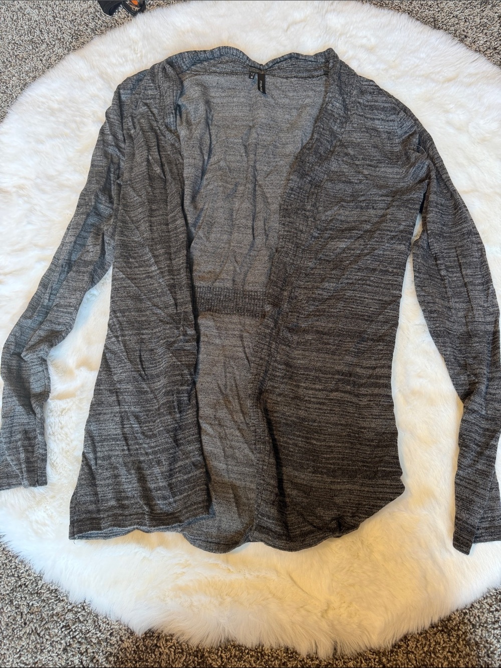 Maurices Gray Ribbed-Trim Knit Cardigan